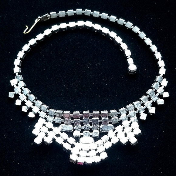 Vintage Mid Century 1950s Glamorous Rhinestone Choker Necklace - Picture 9 of 13